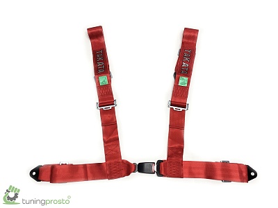 Ремни безопасности Takata style 4-х точечные, стандартный крепеж, красные